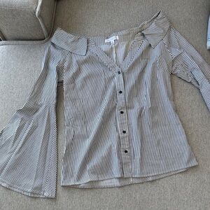 Socialite Black and White Striped Off-Shoulder Blouse